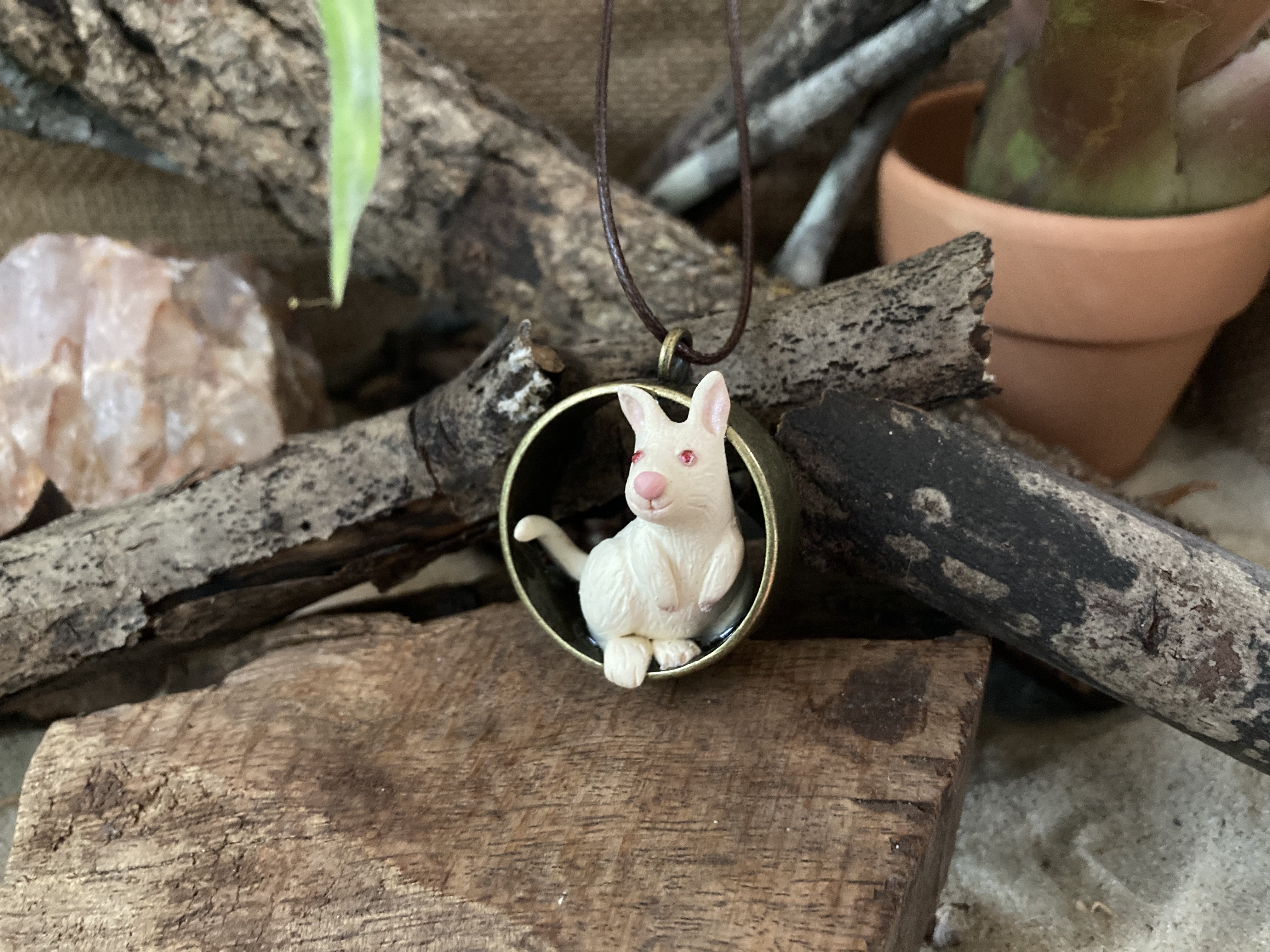 Albino Wallaby Pendant Necklace