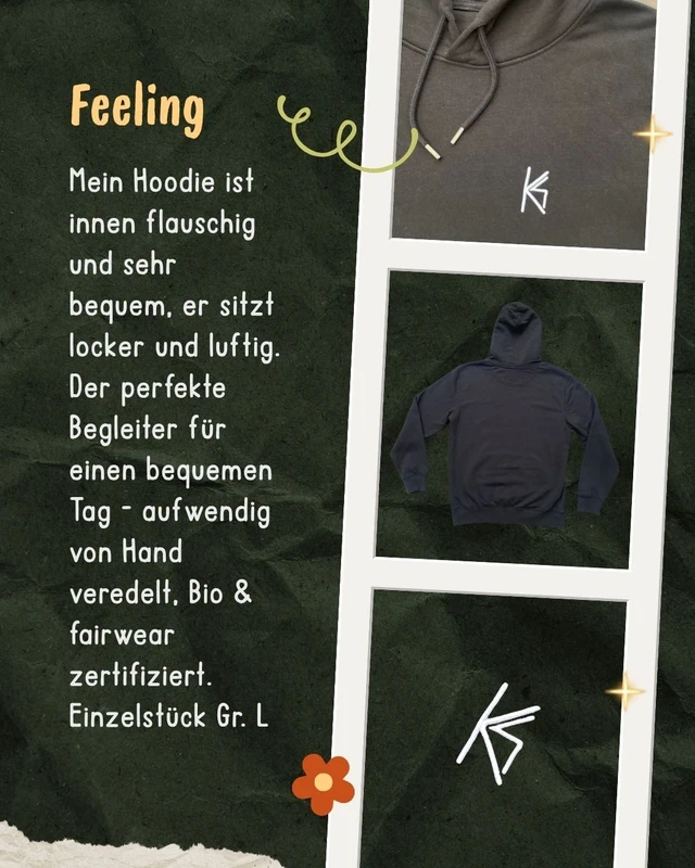 Organic Cotton Hoodie black size M organic & fairwear