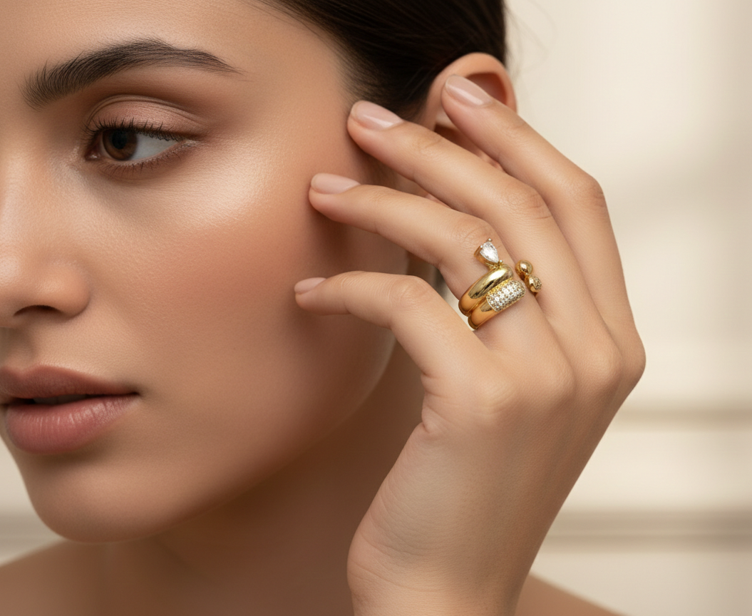 Gold Plated Adjustable Ring