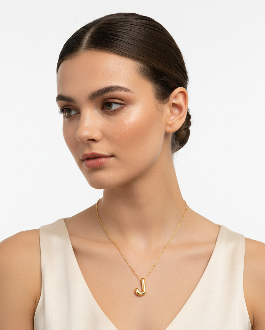 Gold Letter J Pendant Necklace