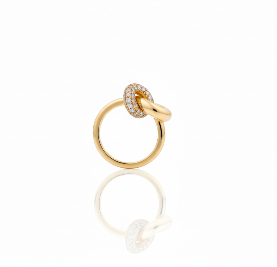 Gold Diamond-Embellished Ring