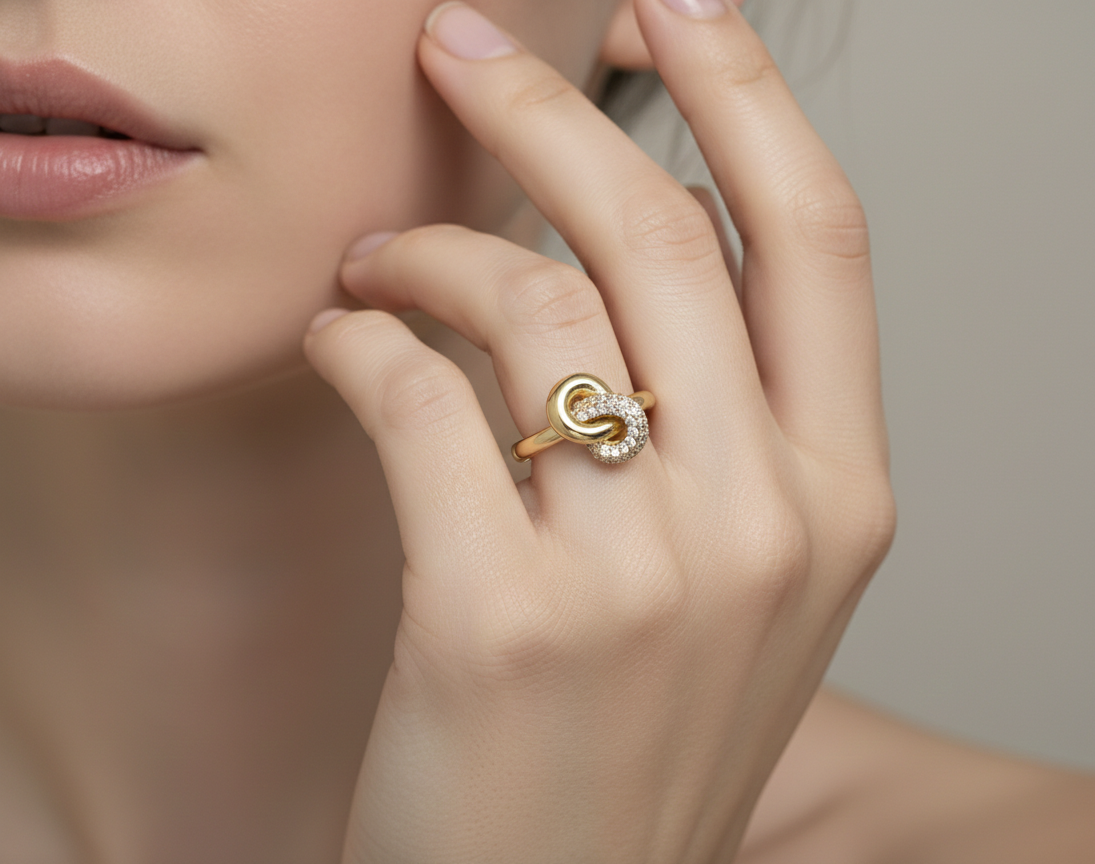 Gold Diamond-Embellished Ring