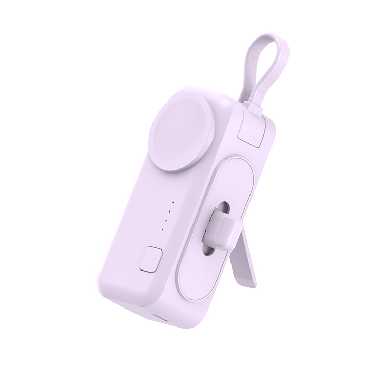 PY016 PowerStick 5000mAh: 3-in-1 Portable Charger with Built-In Lightning/Type-C & Hands-Free Stand 