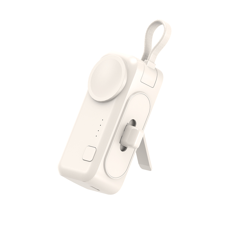 PY016 PowerStick 5000mAh: 3-in-1 Portable Charger with Built-In Lightning/Type-C & Hands-Free Stand 