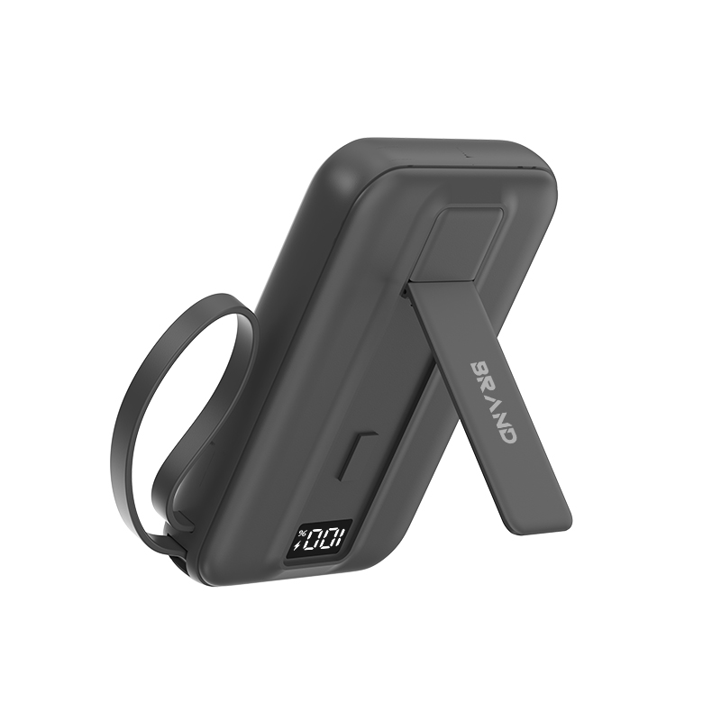 Magnetic Wireless Charging Power Bank With Built-in Cable & Kickstand PY019