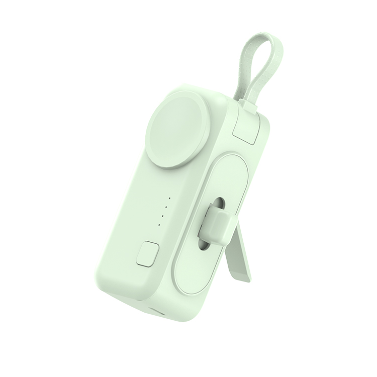 PY016 PowerStick 5000mAh: 3-in-1 Portable Charger with Built-In Lightning/Type-C & Hands-Free Stand 