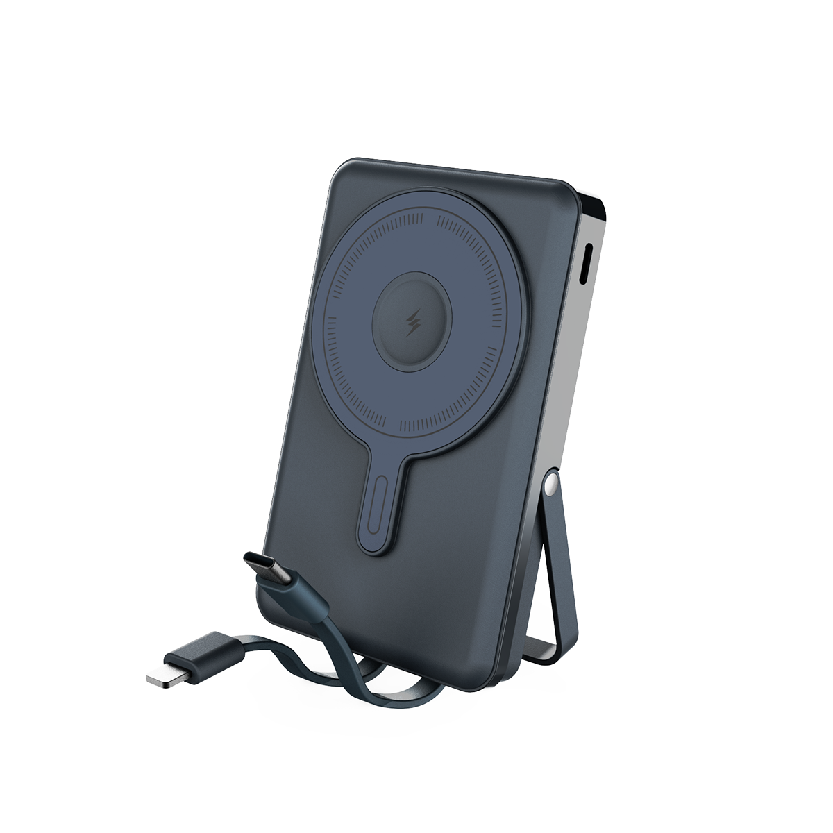 Magnetic Wireless Charging Powr Bank With Built-in Dual Cable PY018