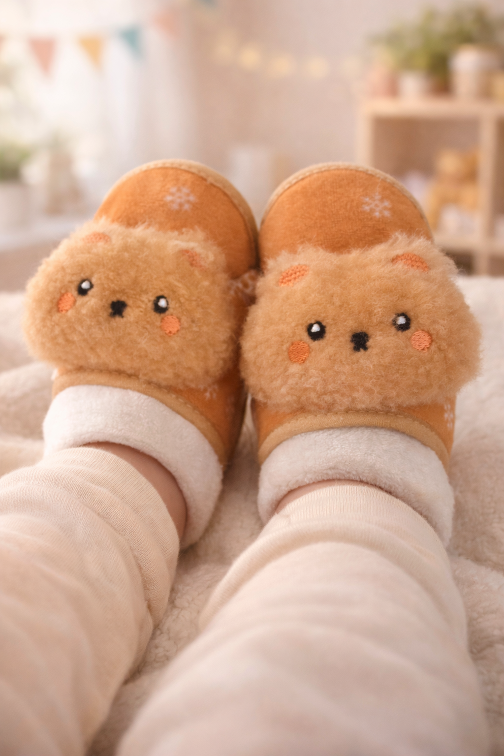 Chaussons enfant peluche petit ours taille 9/12 mois