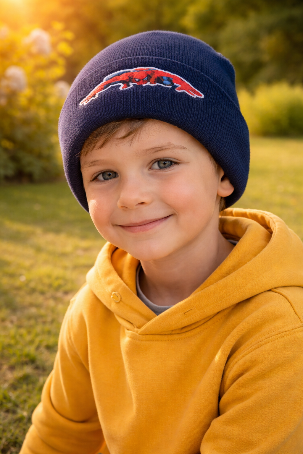 Bonnet enfant bleu spiderman