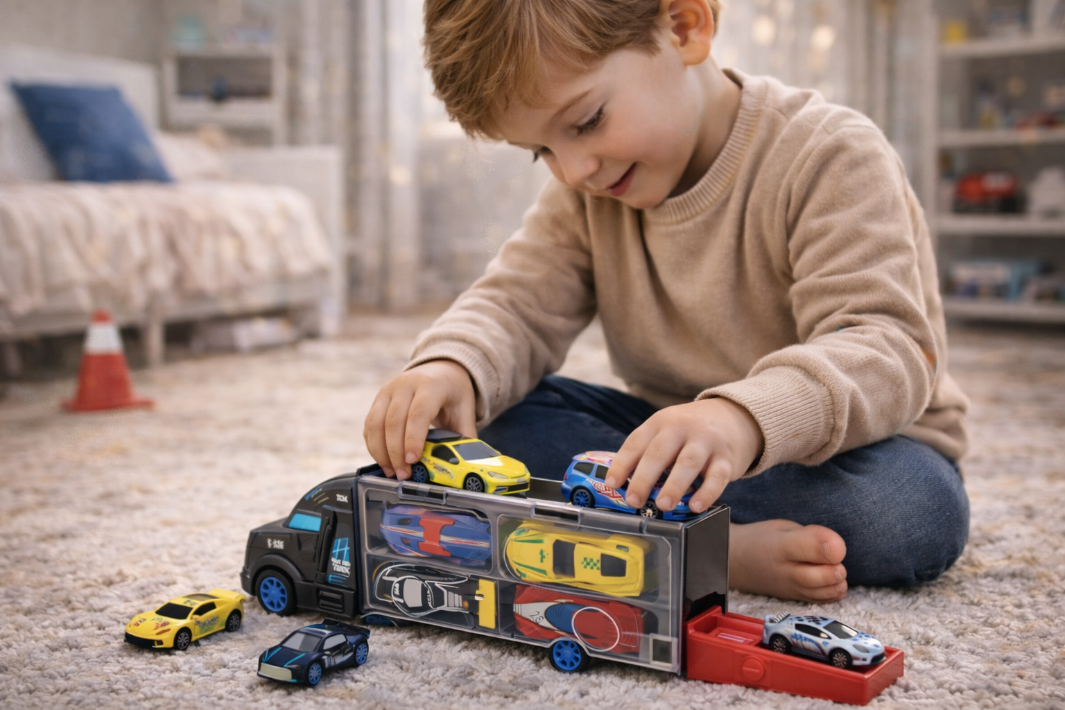Camion Porte-Voitures Métal avec 1 lanceur