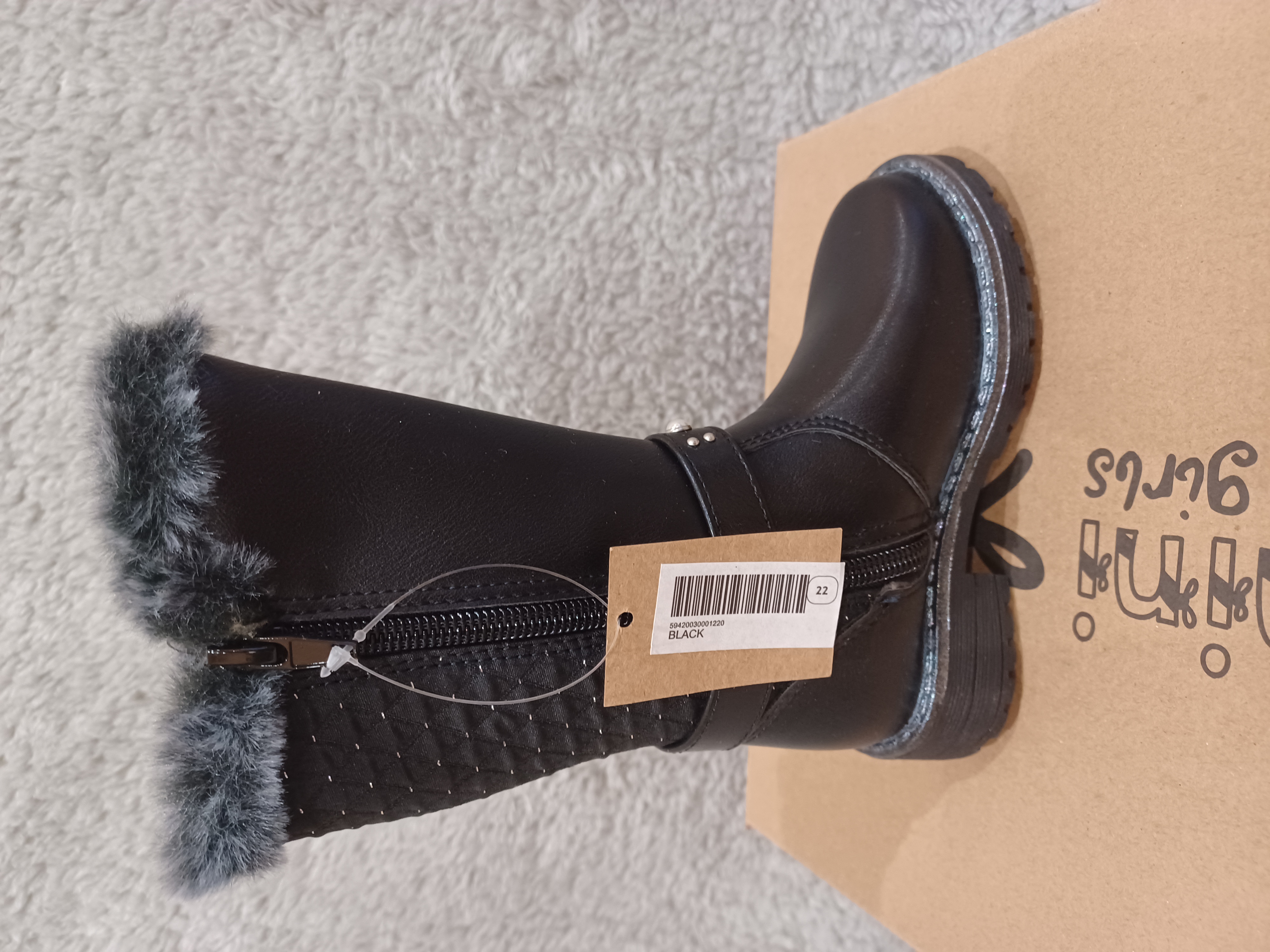 Botte d'hiver enfant en simili cuir taille 22