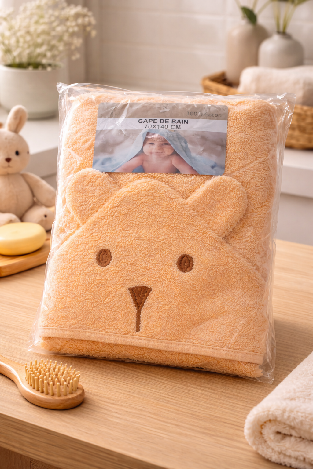 Cape de bain bébé ours