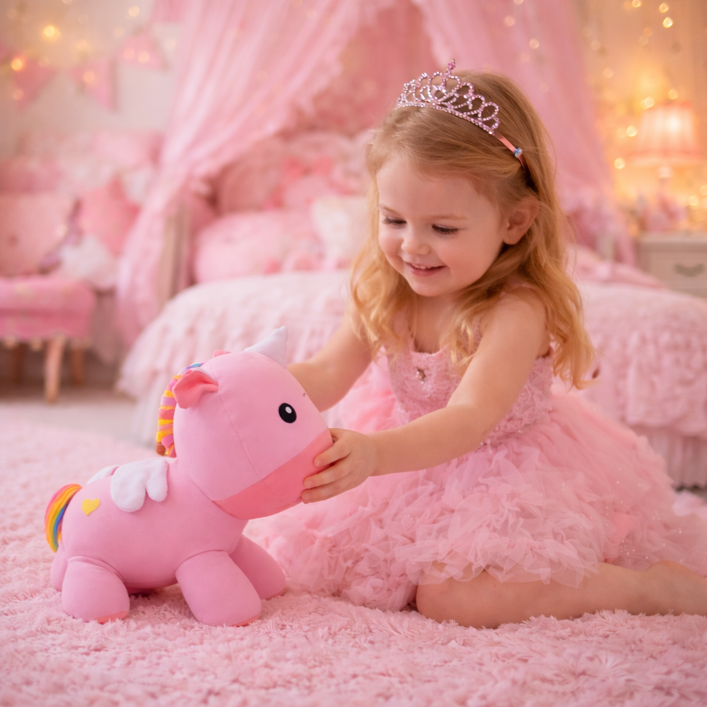 Peluche licorne rose