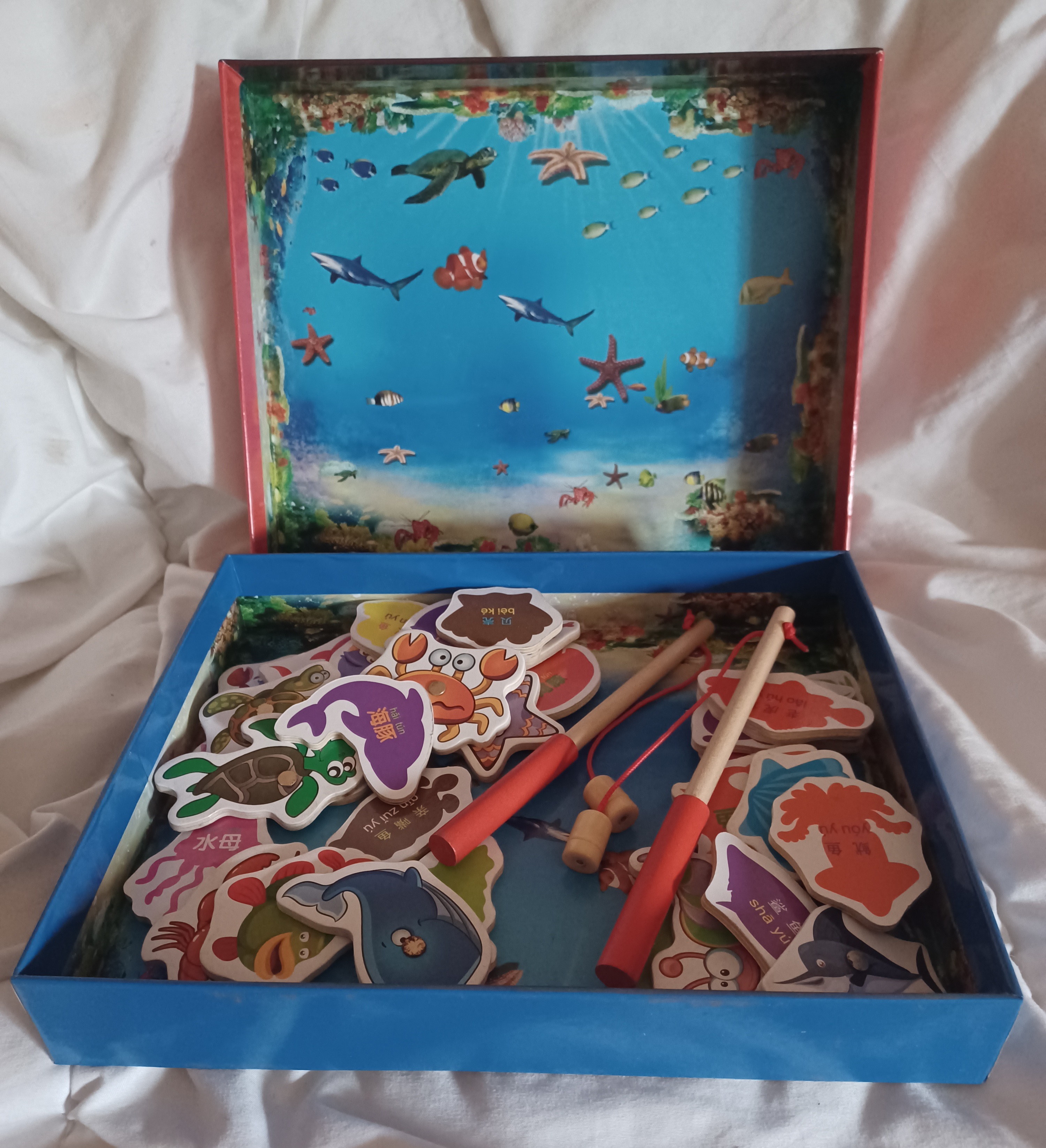 Jeu de pêche magnétique en bois
