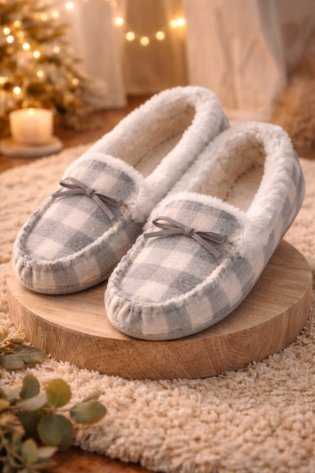 Chaussons à carreaux en polaire taille 37