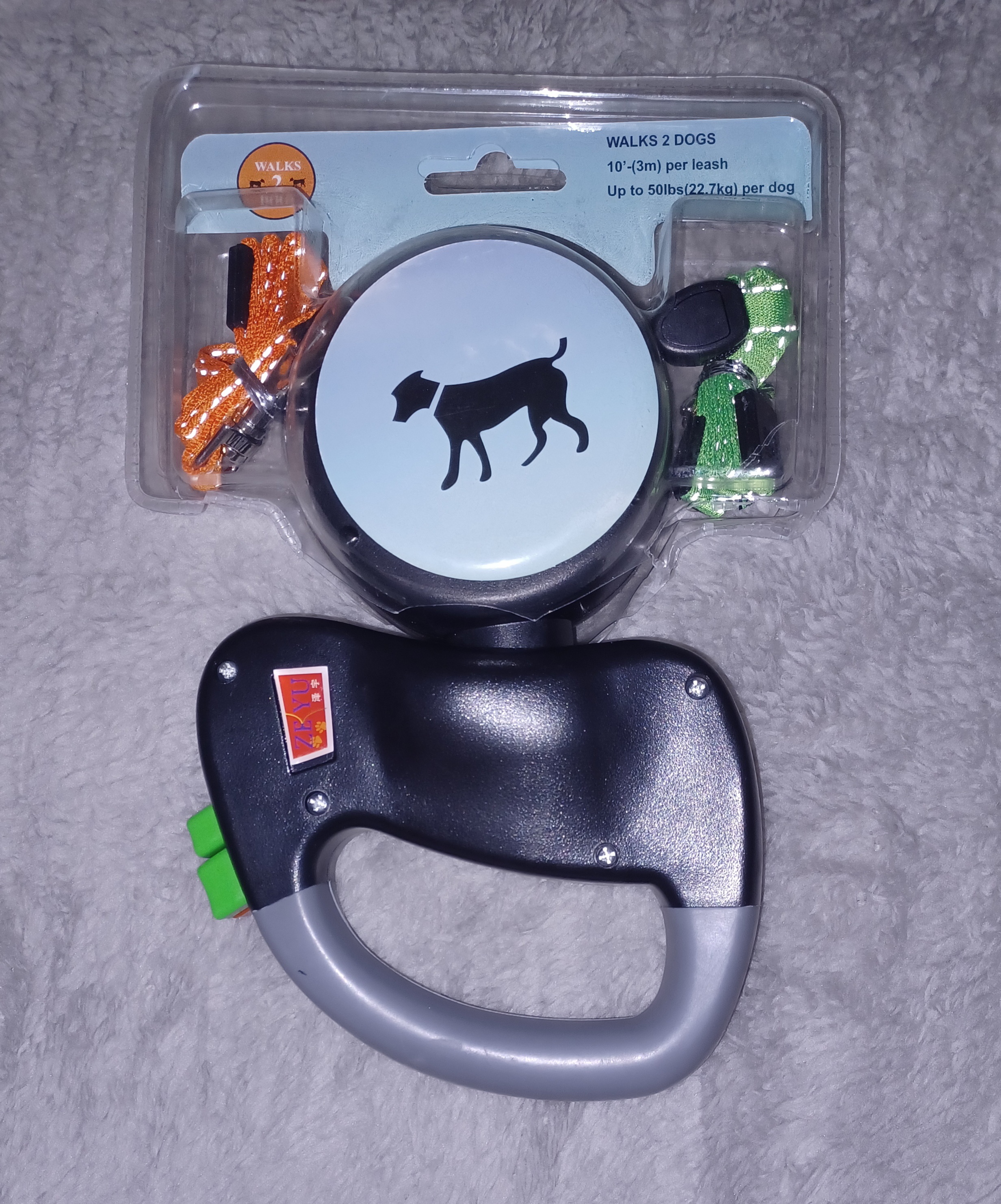 Laisse rétractable pour deux chiens