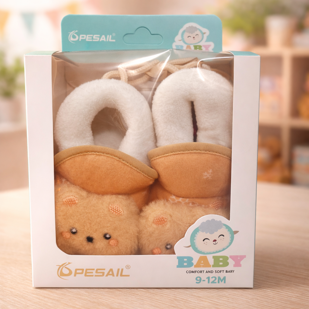 Chaussons enfant peluche petit ours taille 9/12 mois