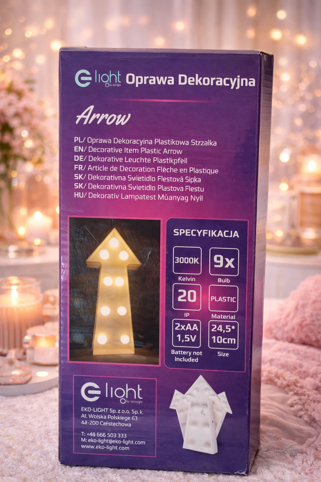 Flèche lumineuse LED  24,5 X10 cm