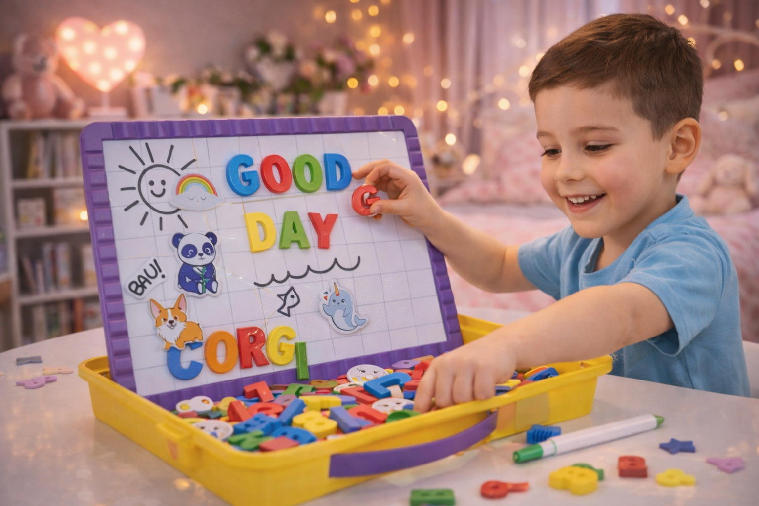 mallette Tableau avec lettres magnétiques Quercetti