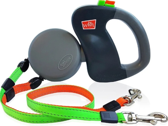 Laisse rétractable pour deux chiens