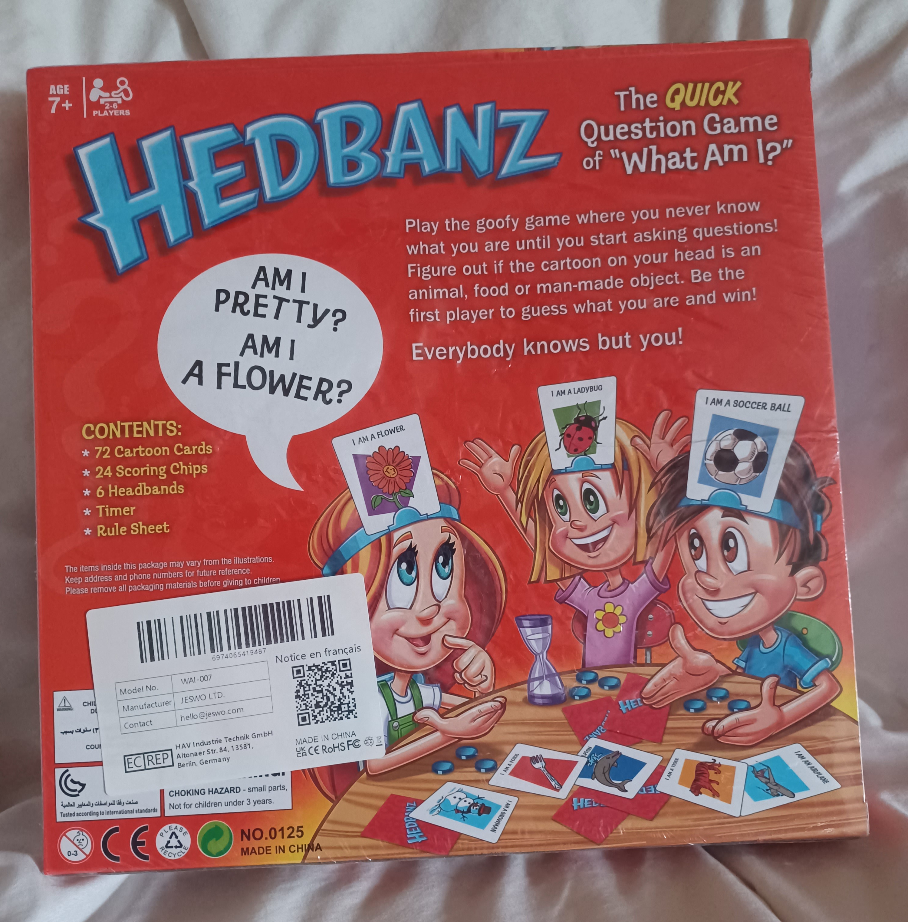 Hedbanz jeu de devinettes en image et en anglais