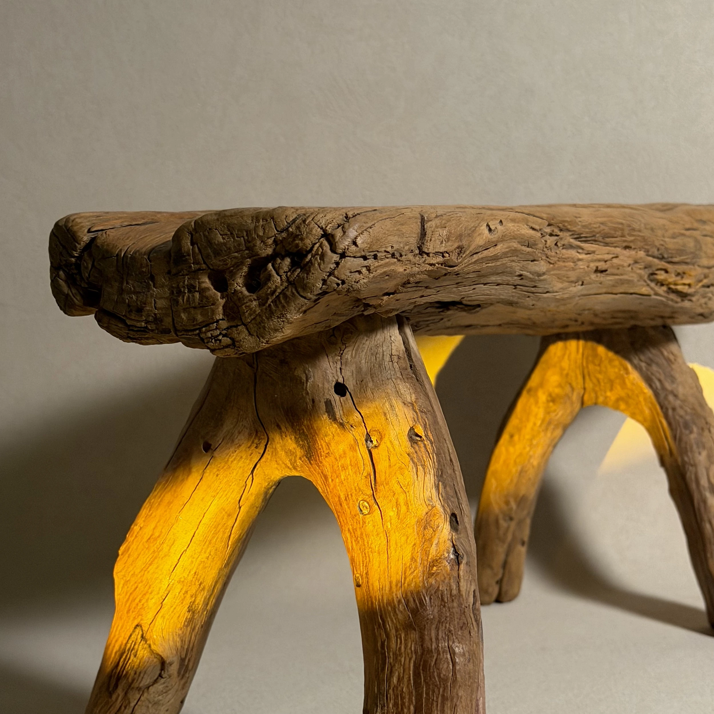 Brutalist Tree Branch Sun-Bleached Stool