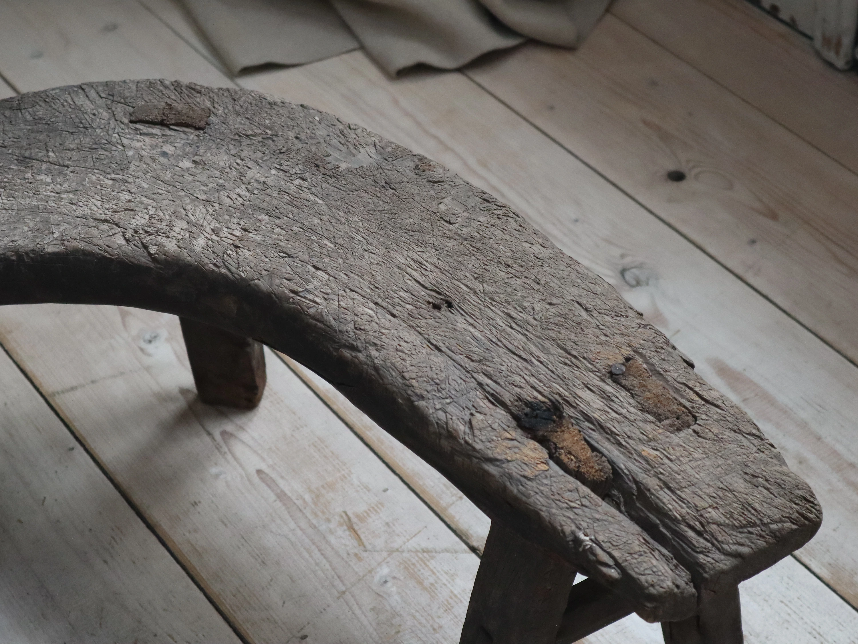 Primitive Fireside Crescent Stool