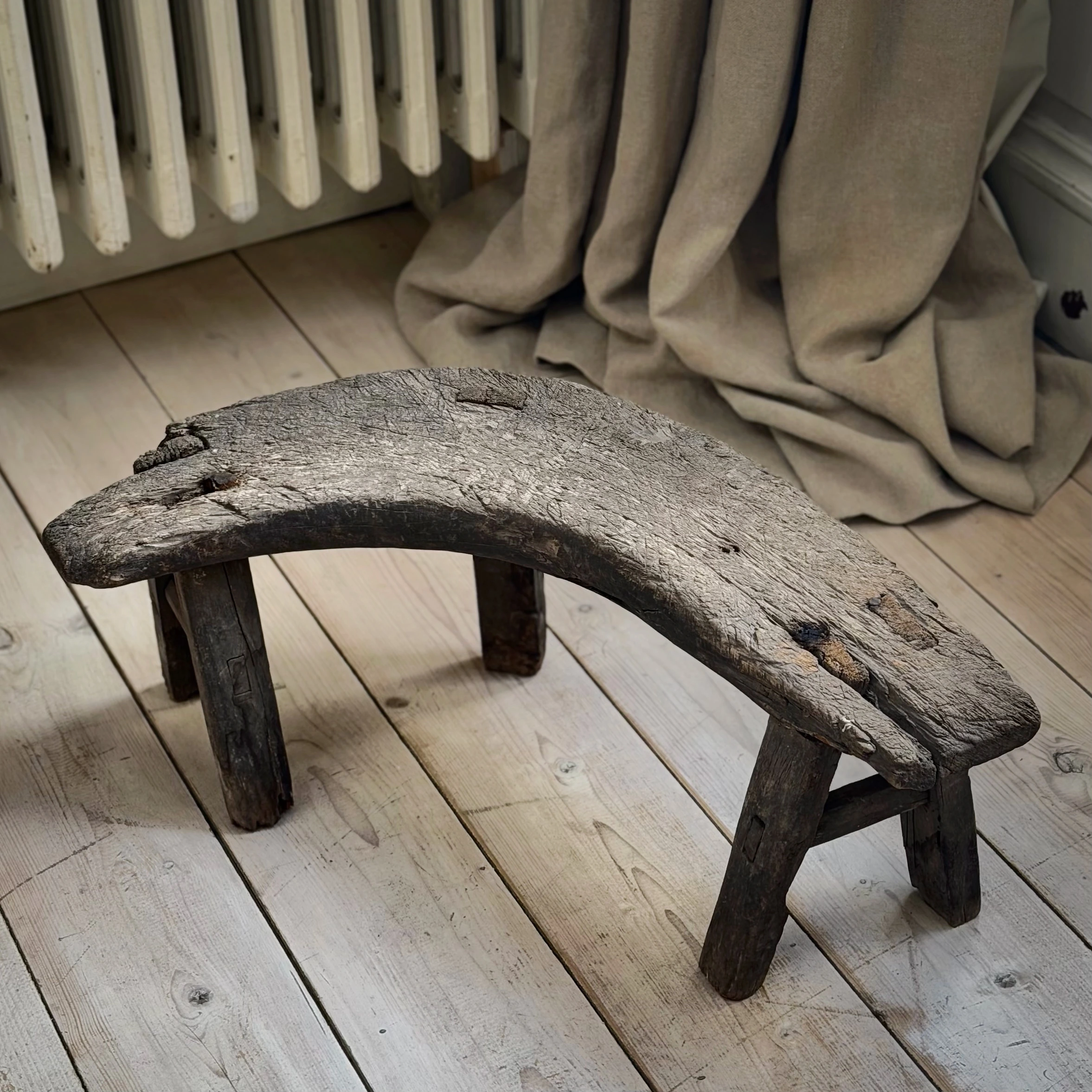 Primitive Fireside Crescent Stool