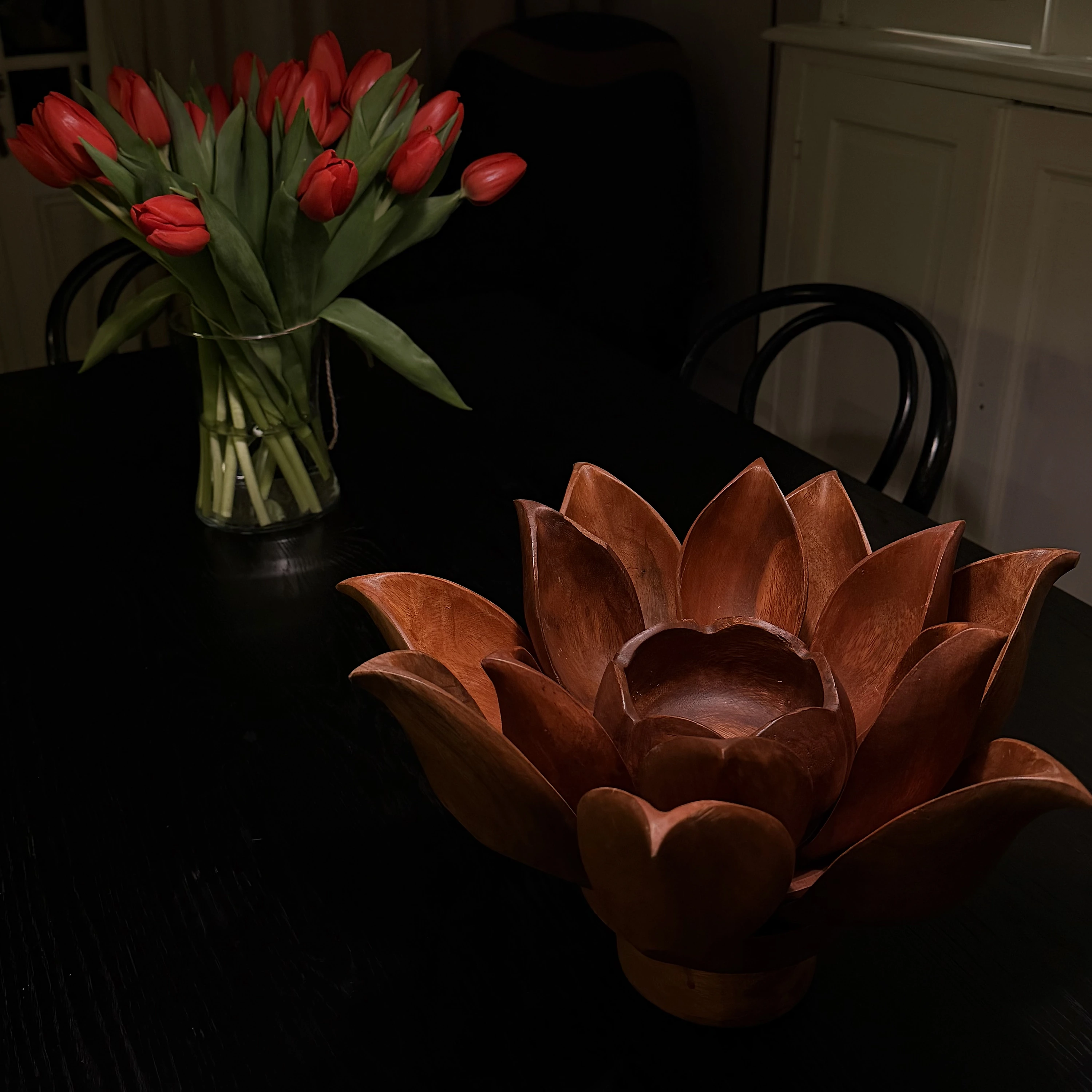 Antique Sculpted Lotus Bloom Serving Set