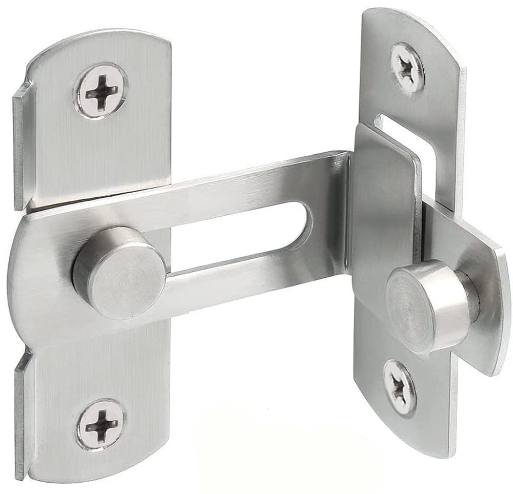 90 Degree Flip Barn Door Lock Privacy & Security Gate Latch Silver(PW-645)