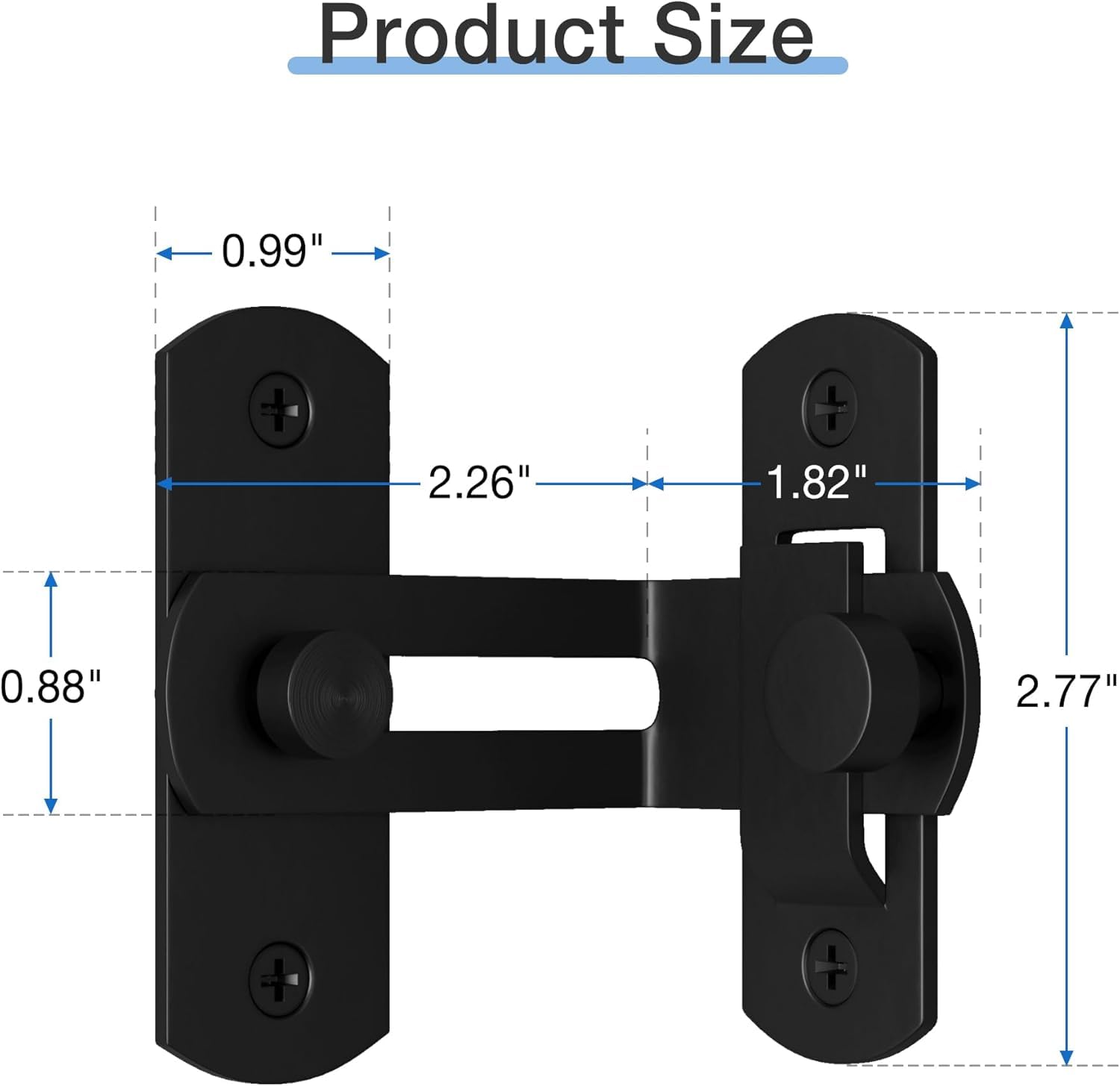 90 Degree Flip Barn Door Lock Privacy & Security Gate Latch Black(PW-644)