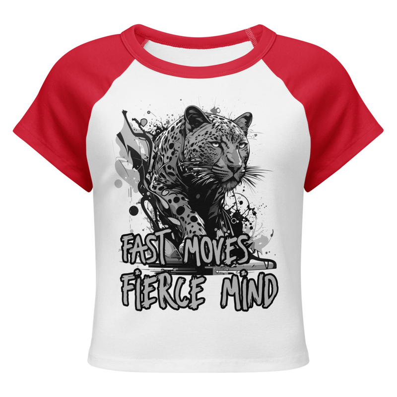 Women’s micro rib raglan baby tee - Leopard