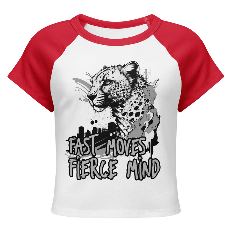 Women’s micro rib raglan baby tee - Cheetah
