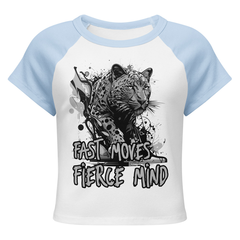 Women’s micro rib raglan baby tee - Leopard