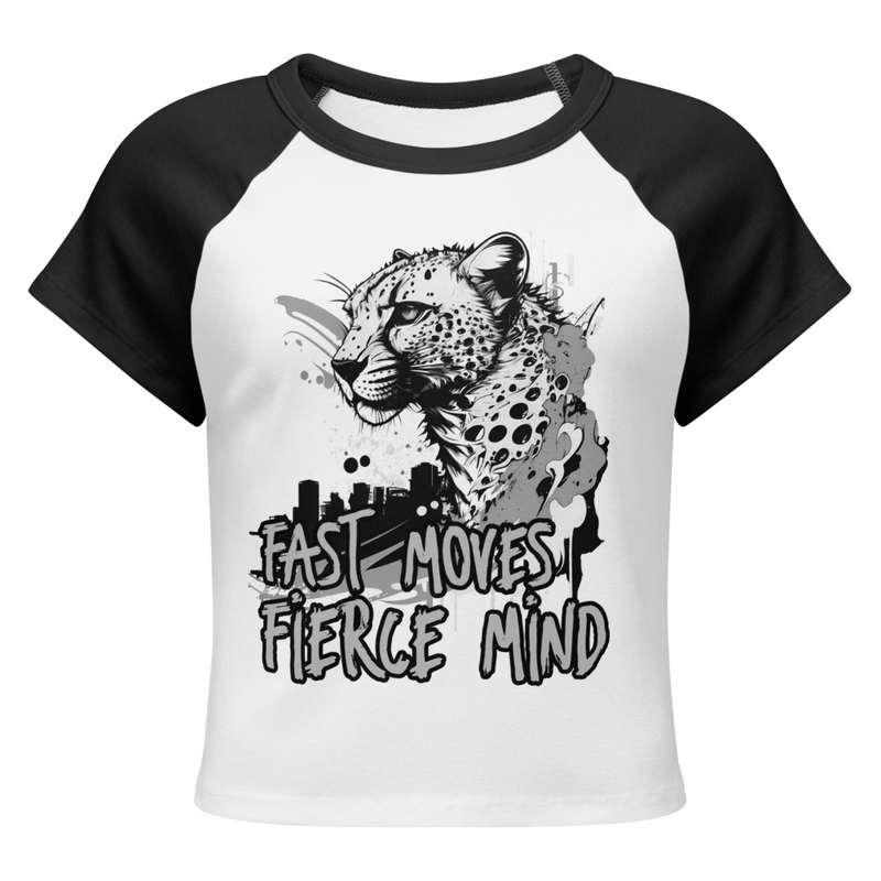 Women’s micro rib raglan baby tee - Cheetah