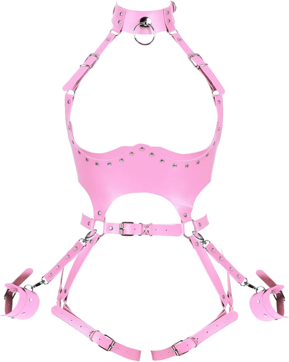 Arnés Inmovilizador de Cuero Rosa con Grilletes