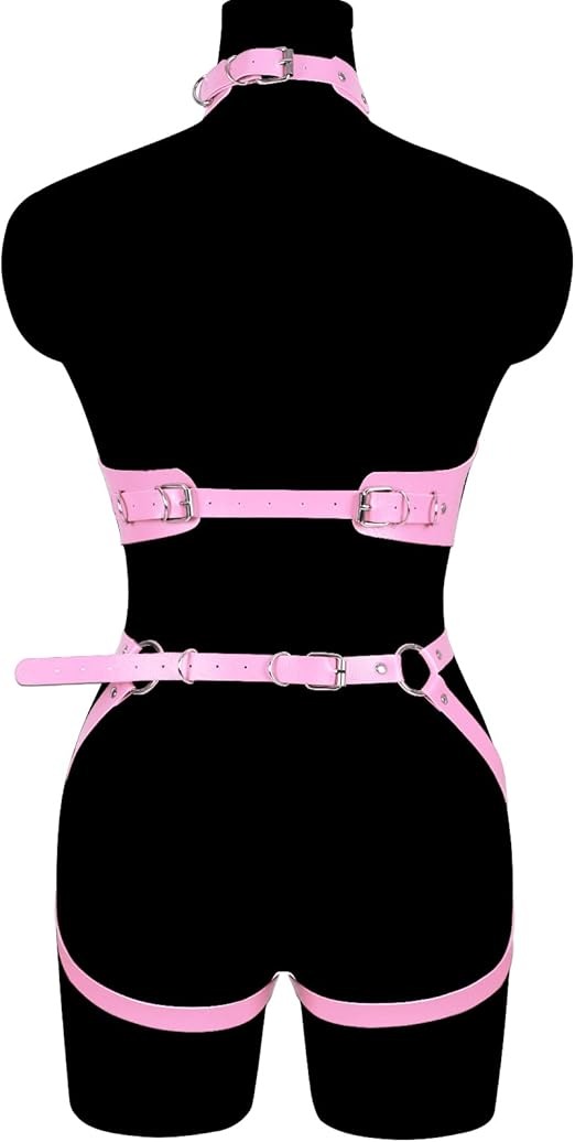 Arnés Inmovilizador de Cuero Rosa con Grilletes