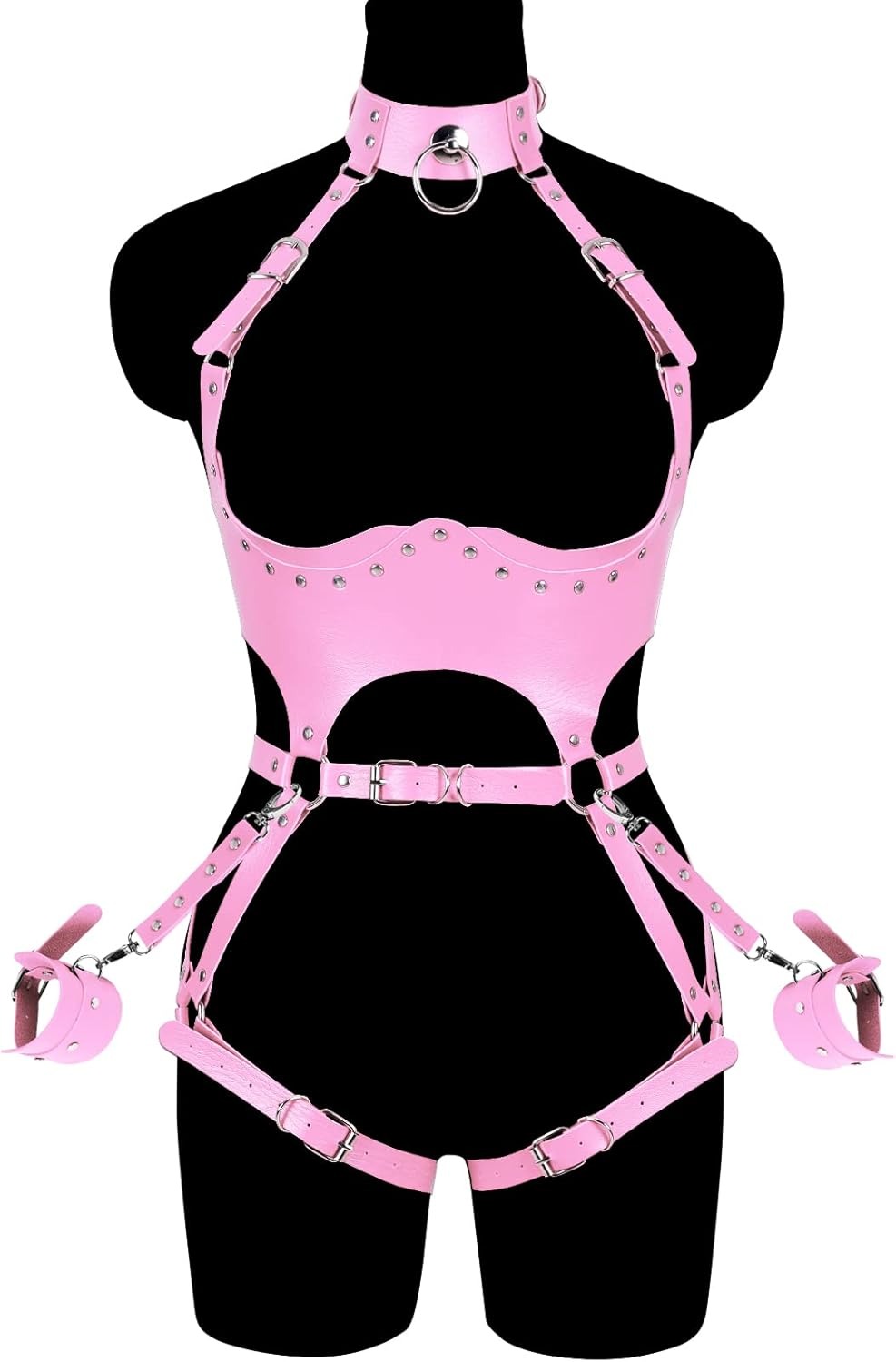 Arnés Inmovilizador de Cuero Rosa con Grilletes