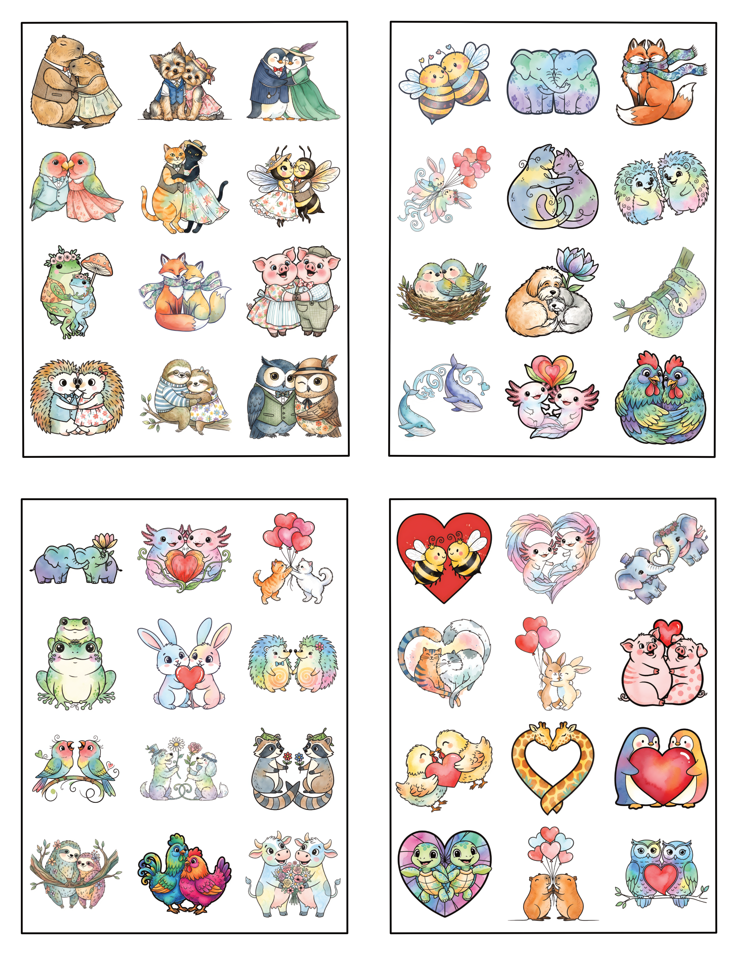 Critter Couples Valentine Sticker Bundle