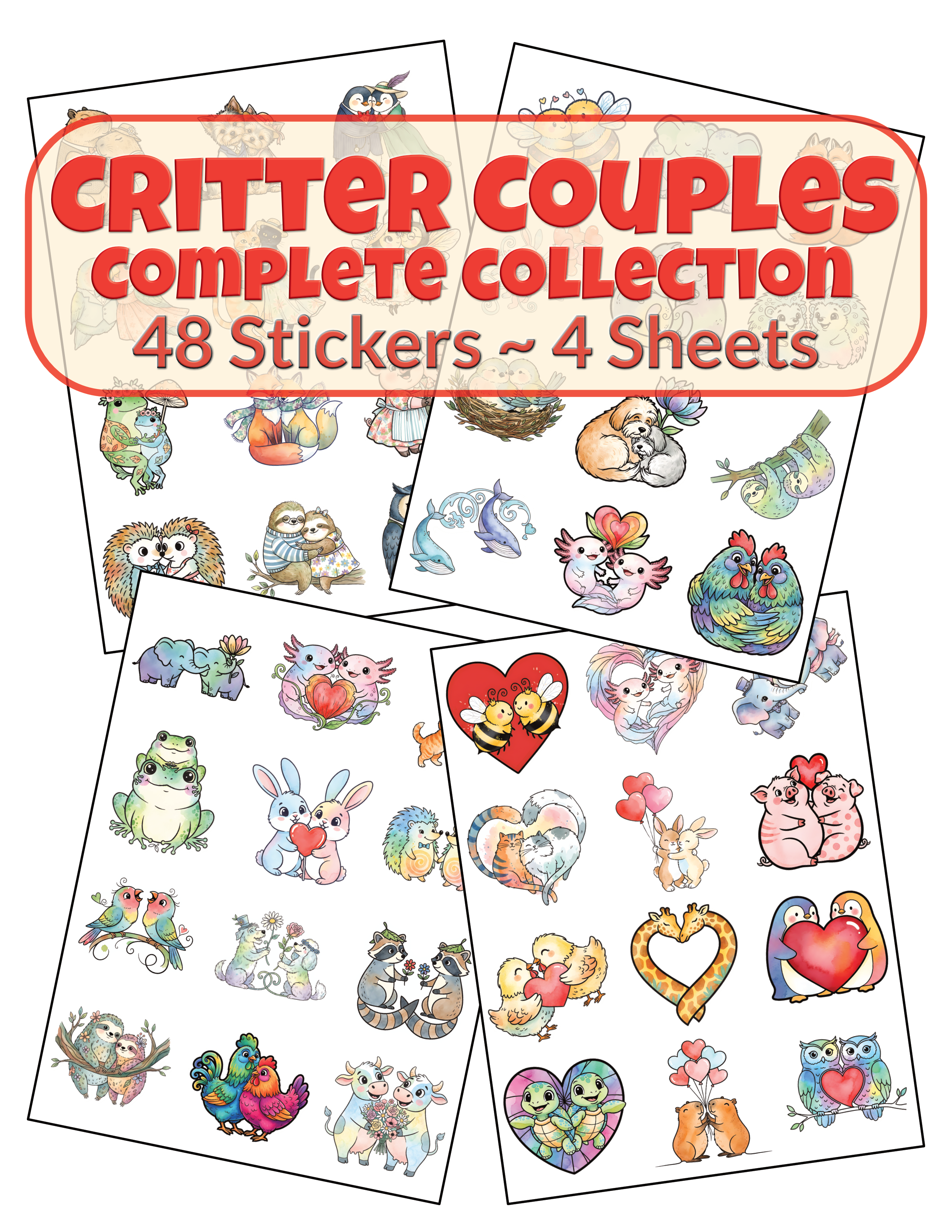 Critter Couples Valentine Sticker Bundle