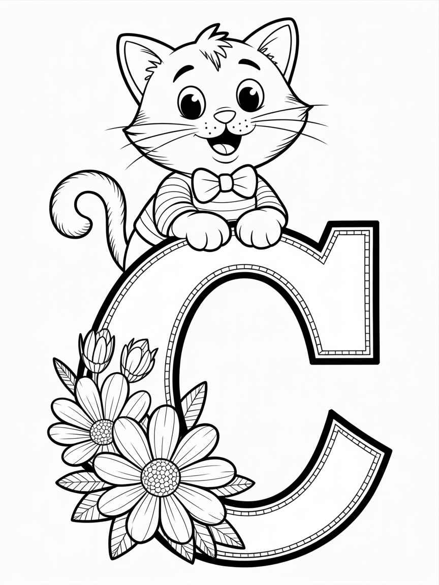 Alphabet Animals Coloring Pages A-E - Mini Set (5 Pages)