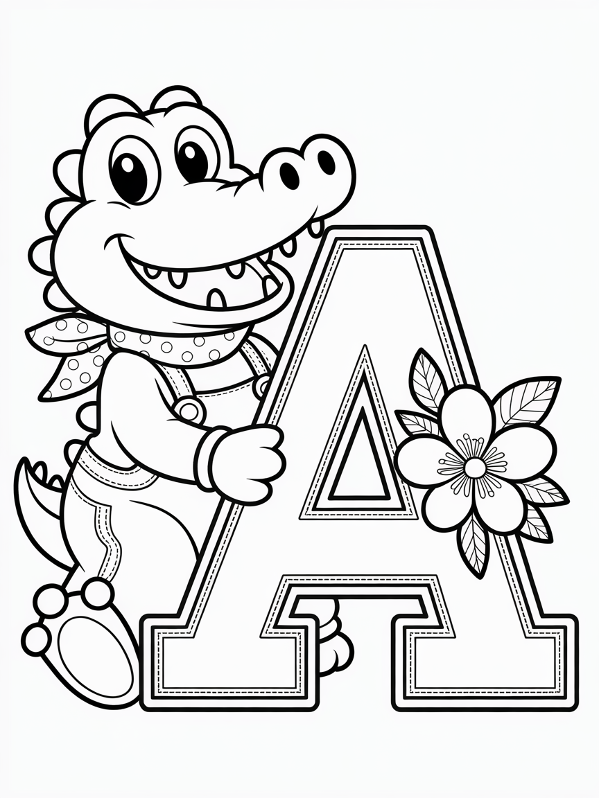 Alphabet Animals Coloring Pages A-E - Mini Set (5 Pages)