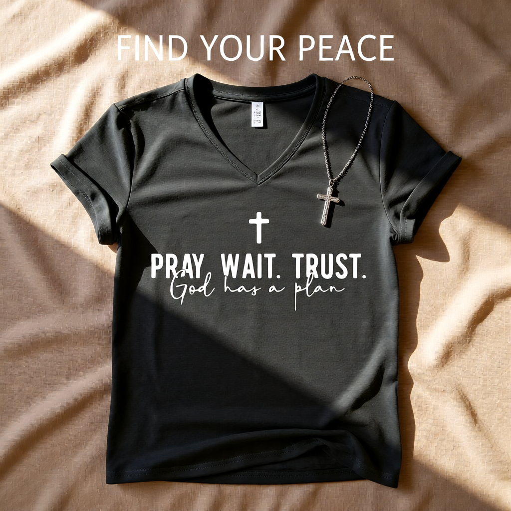 PRAY. WAIT. TRUST. – Grey T-Shirt