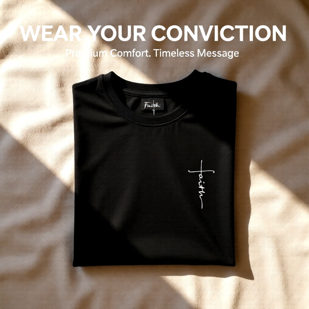 Faith – Classic Black Round Neck T-Shirt