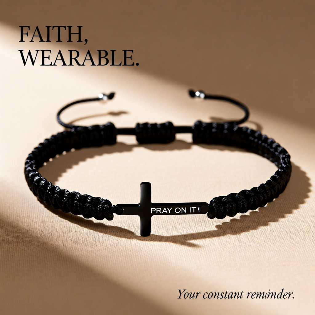 Pray On It Cross Bracelet - Black