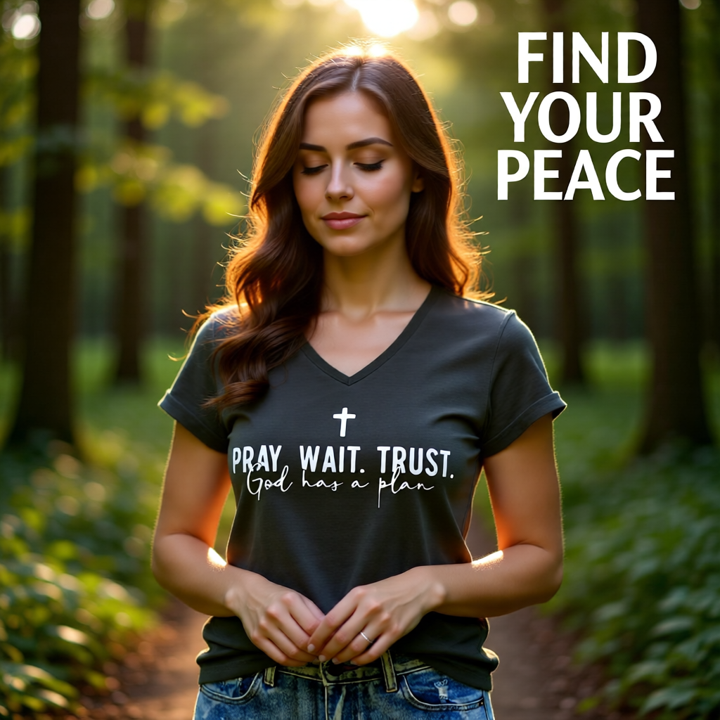 PRAY. WAIT. TRUST. – Grey T-Shirt