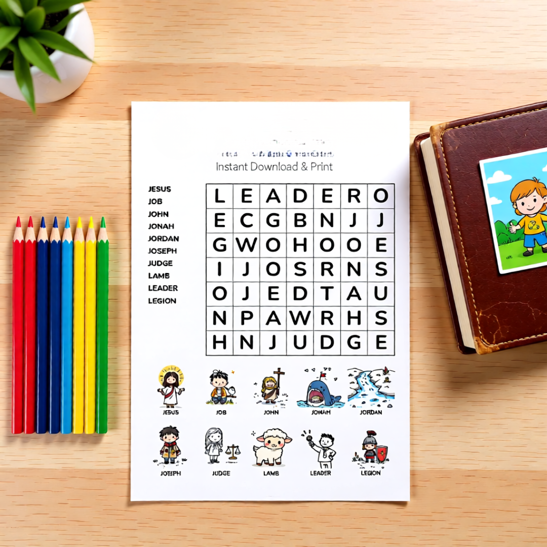 Bible Heroes & God’s Big Love – Christian Word Search Puzzle Activity (Printable PDF)
