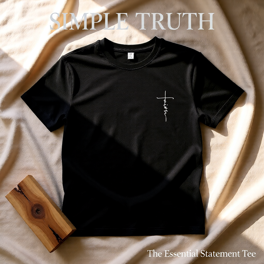 Faith – Classic Black Round Neck T-Shirt
