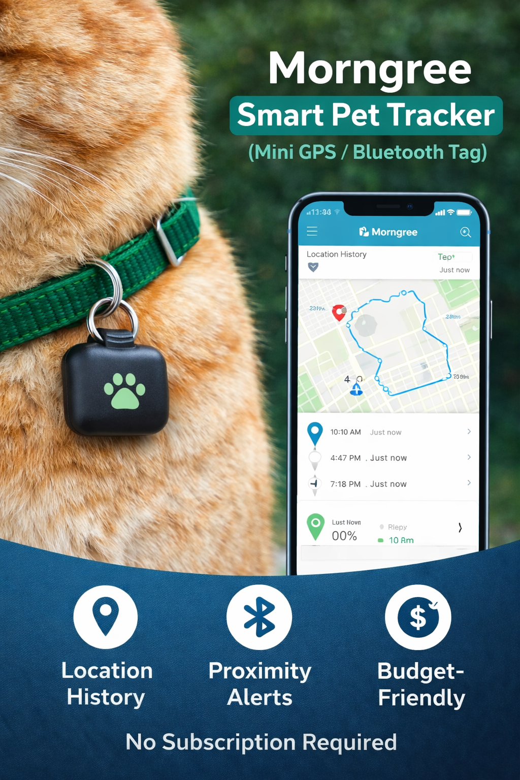 Smart GPS Tracker for Dogs & Cats | Mini, Waterproof, No Subscription