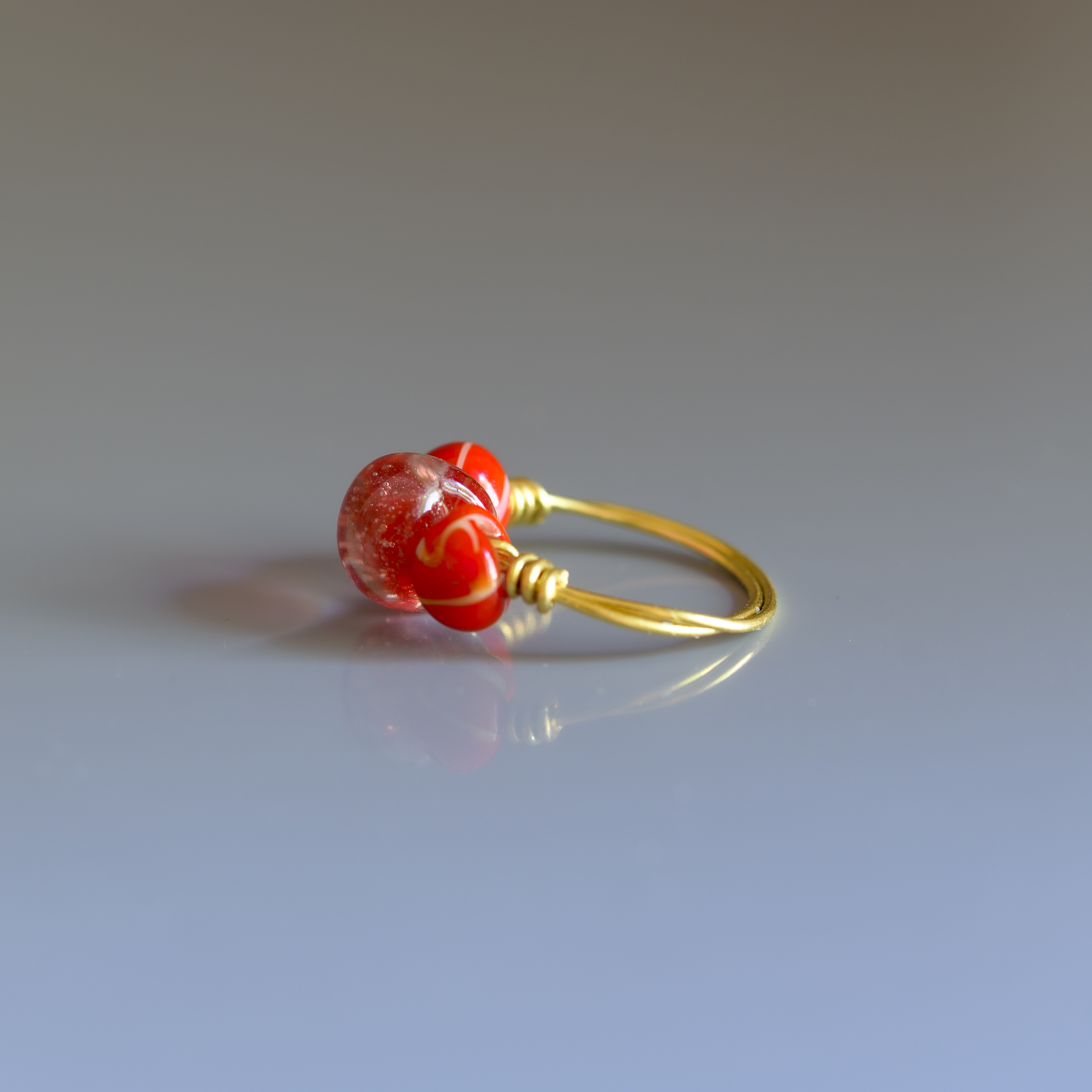 Red Glass Bead Ring
